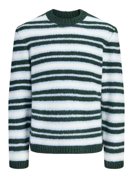 JACK & JONES Pulover JORSalamanco albastru deschis / verde închis alb