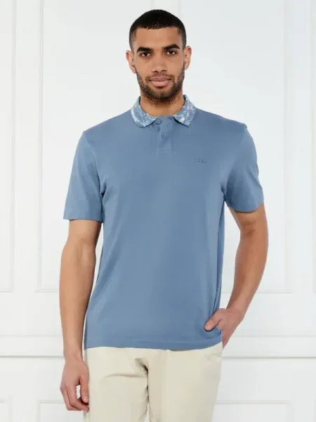 BOSS ORANGE Polo Pe_desertcollar | Relaxed fit albastru