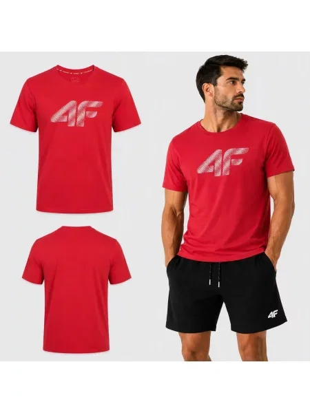 KOSZULKA 4F T-SHIRT SPORTOWY Z NADRUKIEM czerwona