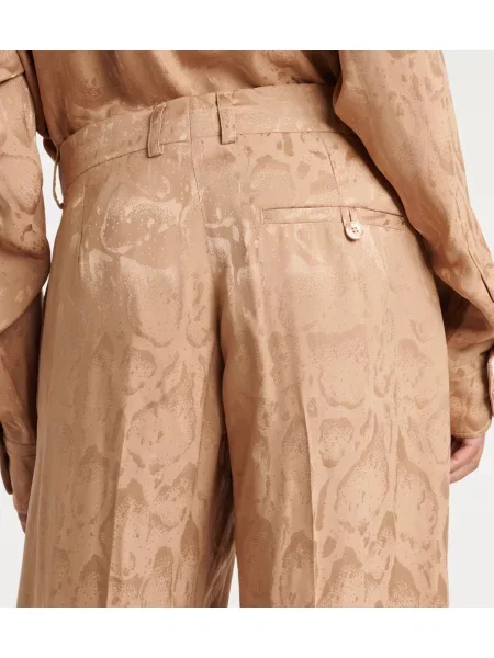 Pantaloni Stella Mccartney de mătase maro