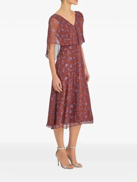Rochie midi Markarian cu model floral cu imagine roșu