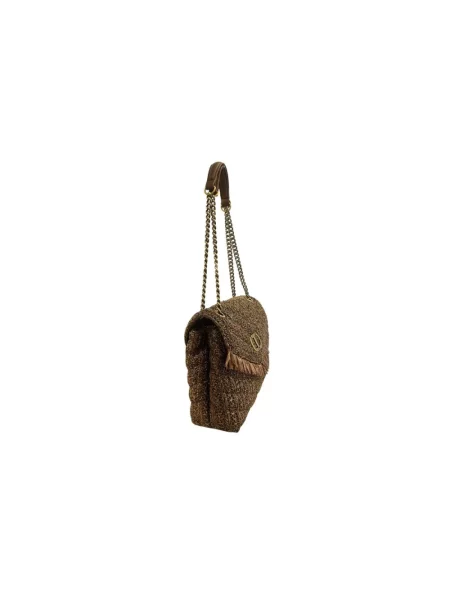 Lniana torebka crossbody Twinset brązowa
