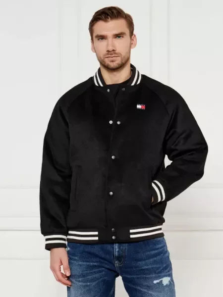 Tommy Jeans Bomber dzseki gyapjú hozzáadásával fekete