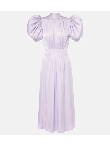 Satynowa sukienka midi Rotate do kolan garniturowa fioletowa