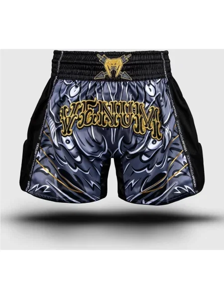 Spodenki Venum Wolf Atak Muay Thai czarno-szaro-złote M czarne
