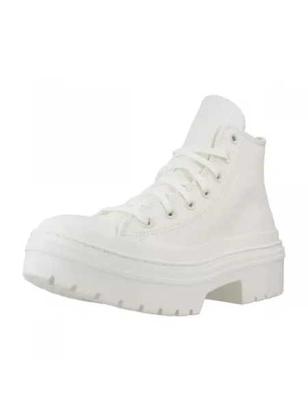 Bőr platform talpú félcipő Converse fehér