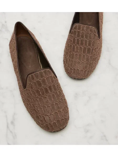 Pantofi loafer Brunello Cucinelli din piele de căprioară maro
