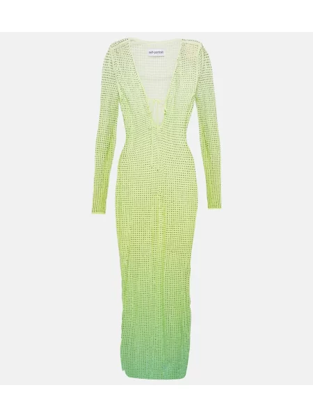 Rochie maxi Self-portrait de cristal de costum verde