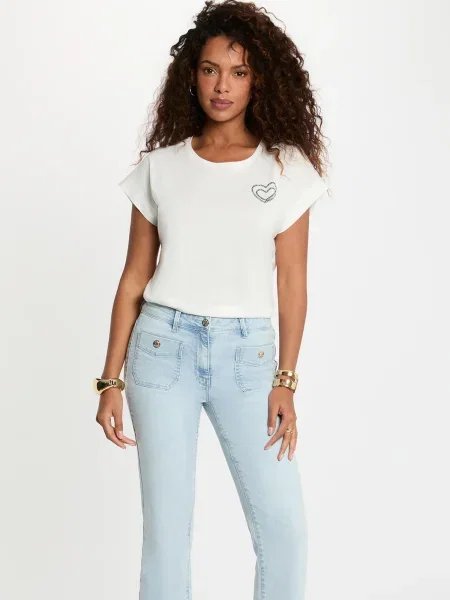 Morgan Majica črna / off-bela bela