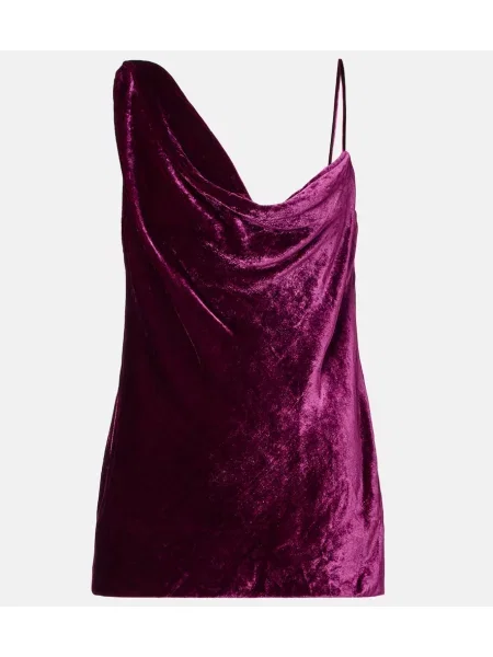 Top Dries Van Noten de catifea drapat violet