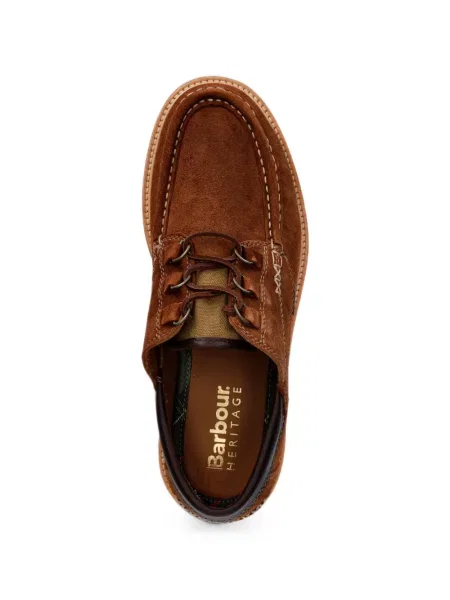 Pantofi derby Barbour din piele de căprioară maro