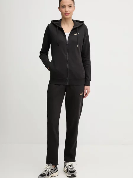 Dres z kapturem i metalicznym wykończeniem czarny