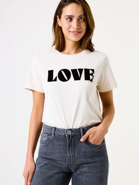GARCIA Tricou negru / murdar alb