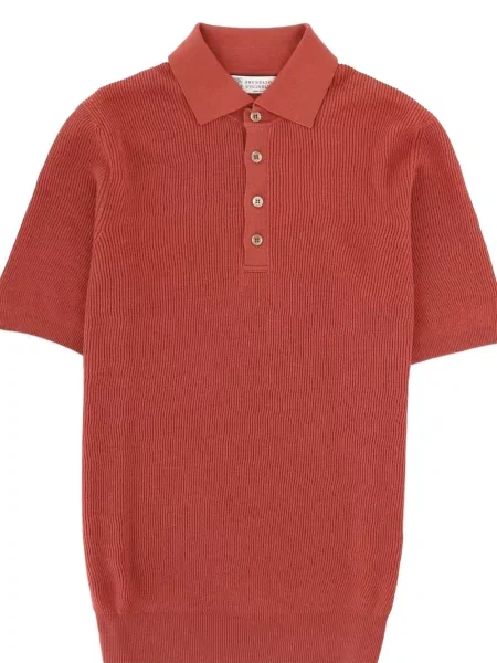 Tricou polo Brunello Cucinelli cu nervuri roșu