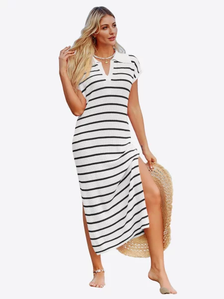 Imily Bela Rochie tricotat negru alb