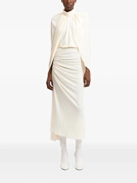 Rochie midi 16arlington din jerseu drapată alb