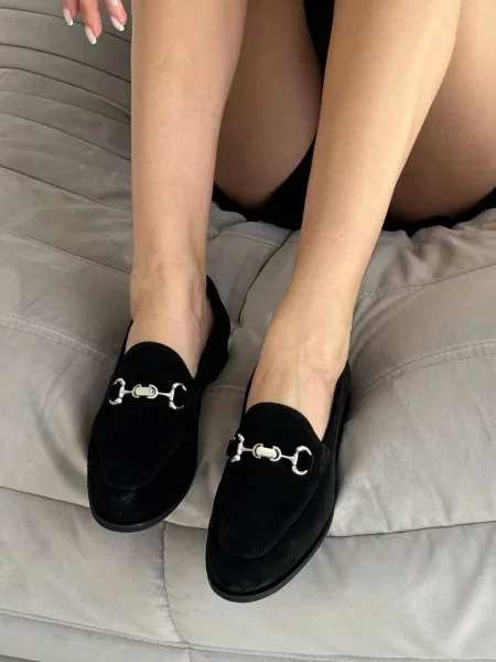 Замшевые лоферы 105.store черные