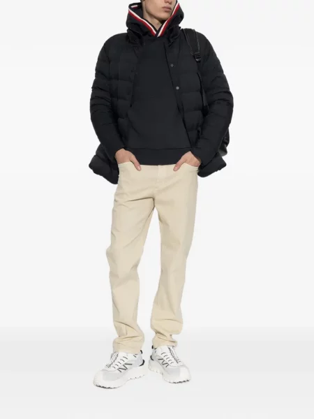 Geacă cu puf Moncler cu glugă albastru