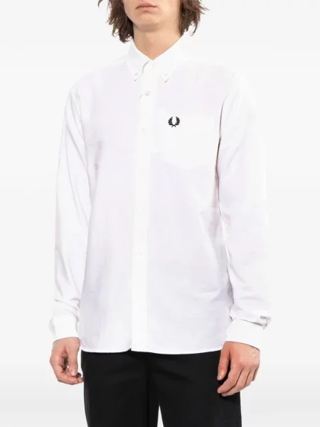 Dlouhá košile Fred Perry s kapsami na rukávech bílá