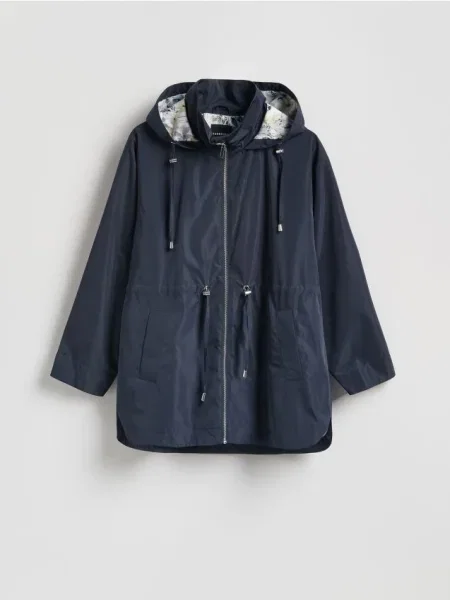 Reserved Kurtka parka z kapturem granatowy