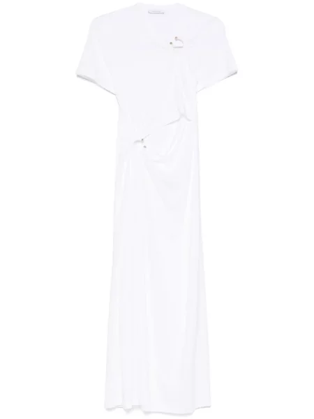 Rochie midi Rabanne din jerseu până la genunchi de costum alb