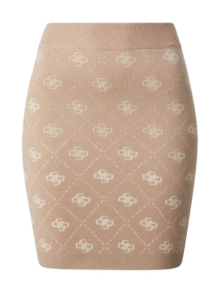 GUESS Fustă SARAH maro cappuccino / alb bej