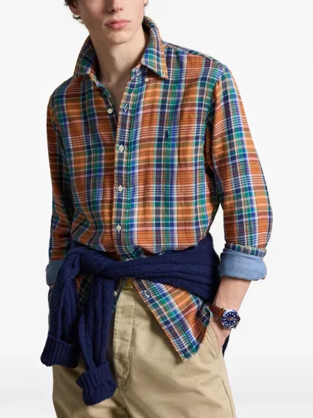 Polo majica Polo Ralph Lauren s vezom keper karirana plava
