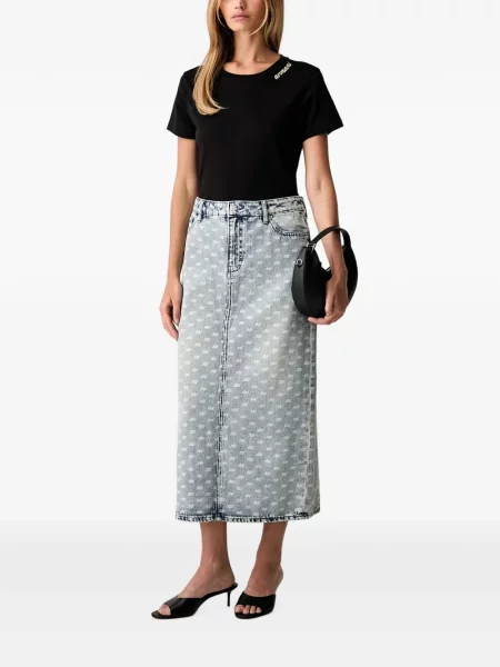 Fustă din denim Armani Exchange cu imagine albastru