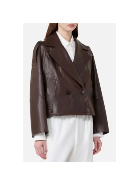 Kurtka skórzana Weekend Max Mara brązowa