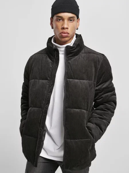 Geacă cu puf Urban Classics de catifea cord negru