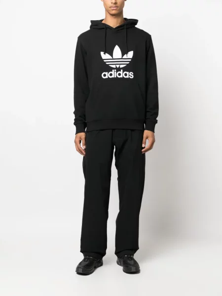 Hanorac cu glugă Adidas cu imagine negru
