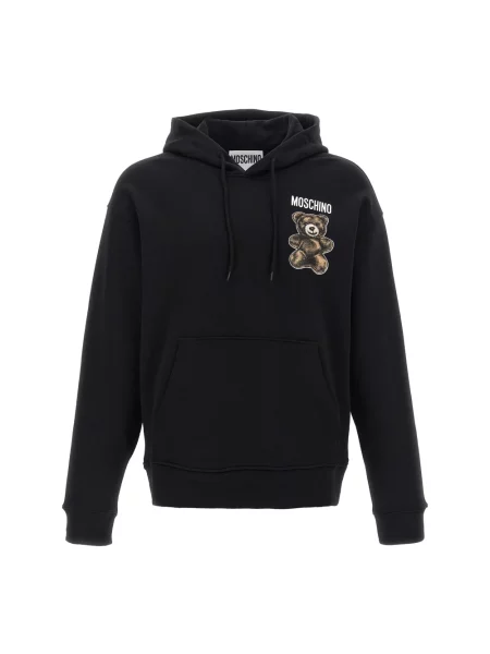 Bluza z kapturem Moschino z nadrukiem typu teddy czarna