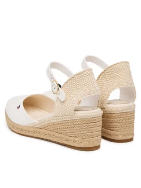 Éksarkú zárt bőr espadrilles Tommy Hilfiger bézs
