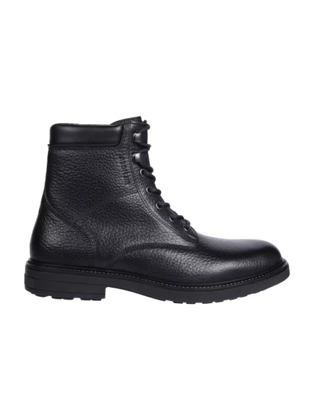 Buty skórzane z detalami z logo Tommy Hilfiger czarne