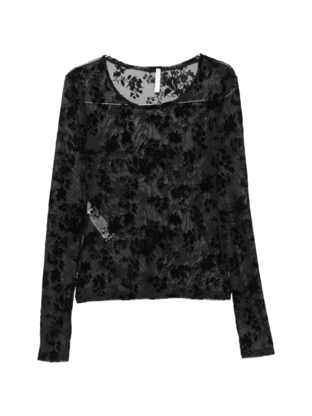 Lung top Imperial cu model floral negru