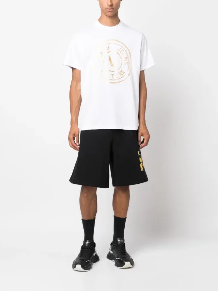Raštuotos džinsiniai šortai Versace Jeans Couture juoda