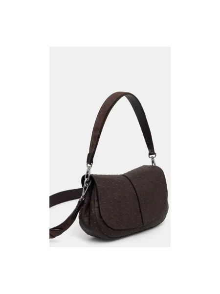 Lniana torebka crossbody Gianni Chiarini brązowa