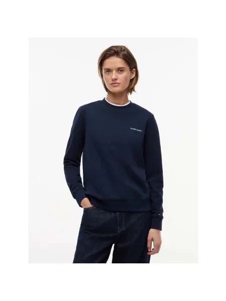 Mikina Tommy Jeans s autogramom modrá