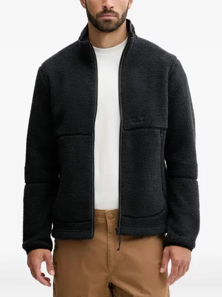 Geacă Jack Wolfskin din fleece negru