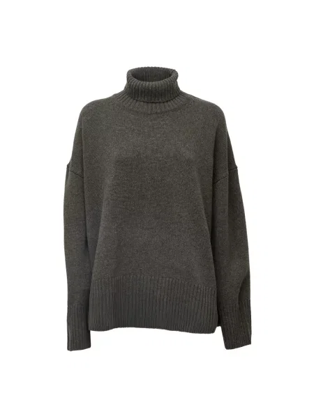 Lniany sweter z golfem Soeur szary