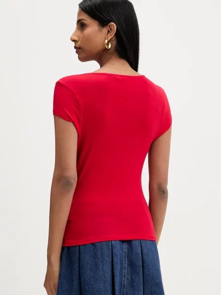Tommy Jeans T-shirt z wiskozą czerwona