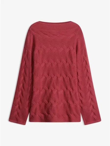 Sweter w warkocze czerwony