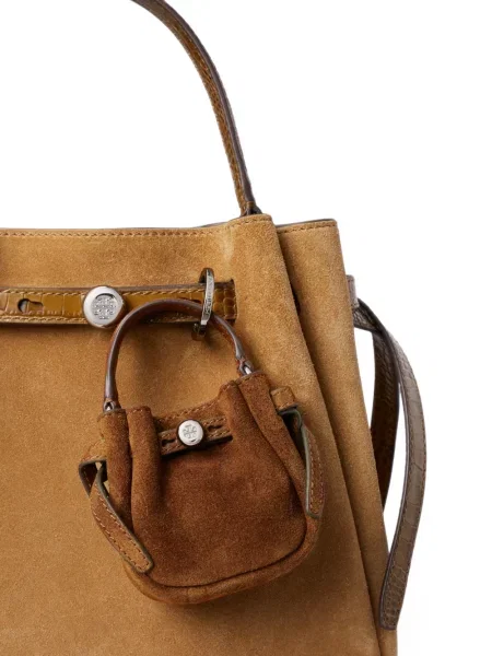 Pandantiv Tory Burch din piele de căprioară maro