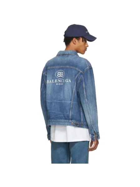 Kurtka jeansowa Balenciaga z logo niebieska