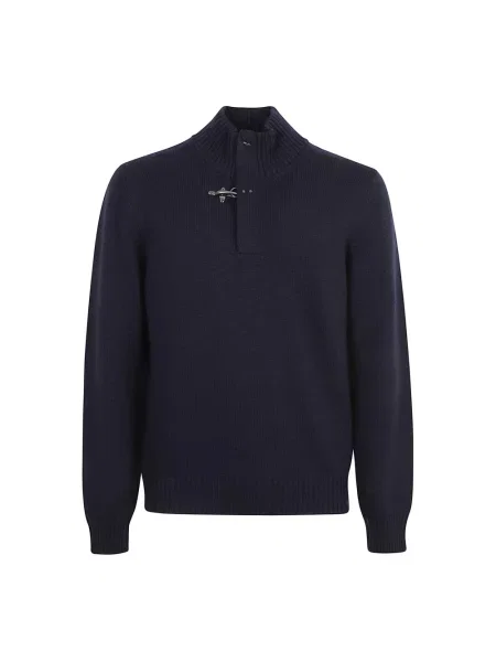 Sweter z golfem Fay wełniany niebieski