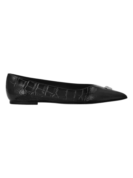 Balerinki Philipp Plein skórzane czarne