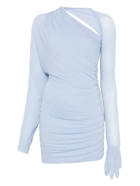 Mała sukienka mini Manuri na jednym ramieniu garniturowa niebieska