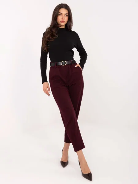 Pantaloni Rue Paris cu talie înaltă negru