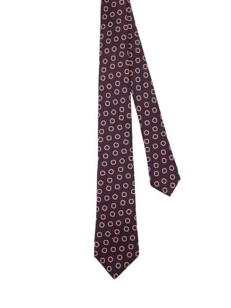 Cravată Kiton cu imagine cu imprimeu geometric violet
