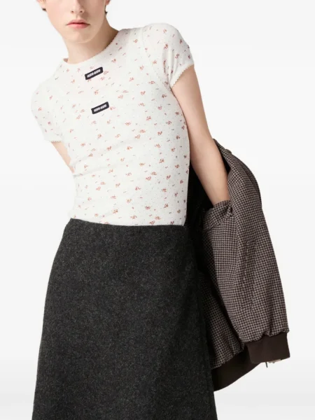 Top Miu Miu cu model floral alb